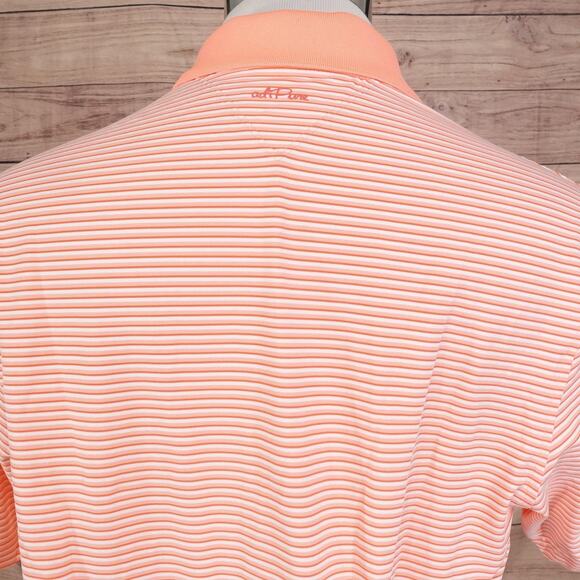 adidas adiPure Polo Shirt Mens Medium Sunglo Tricolor Stripe Golf Stretch CE0629 - Picture 5 of 12